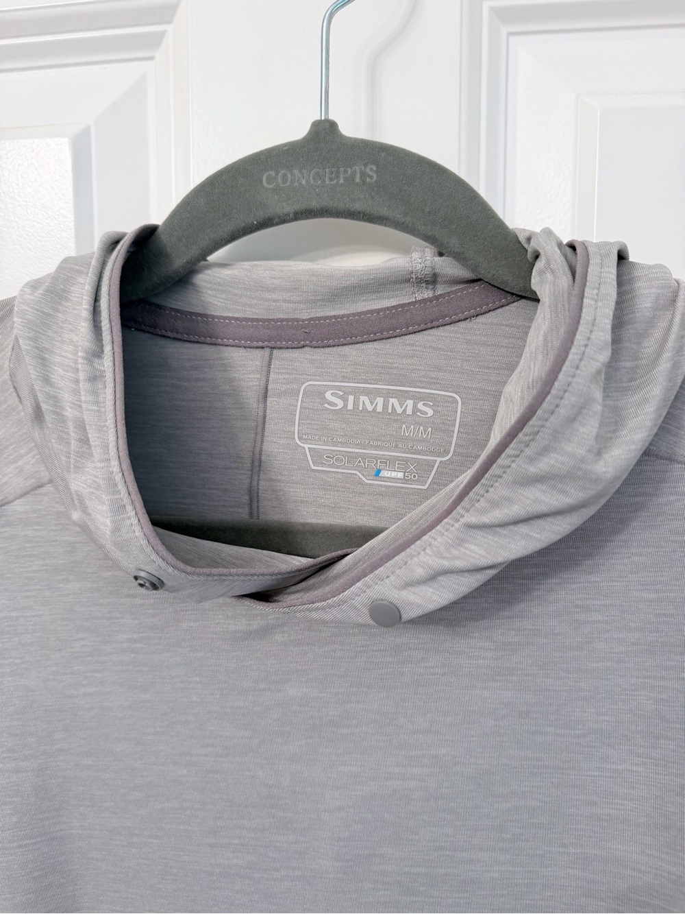 Simms Gray Hoodie Like New Solarflex UPF 50 Fishing Shirt Long Sleeve Size M - Picture 3 of 6